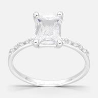 Anillo Solitario Circón Baguette