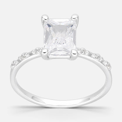 Anillo Solitario Circón Baguette