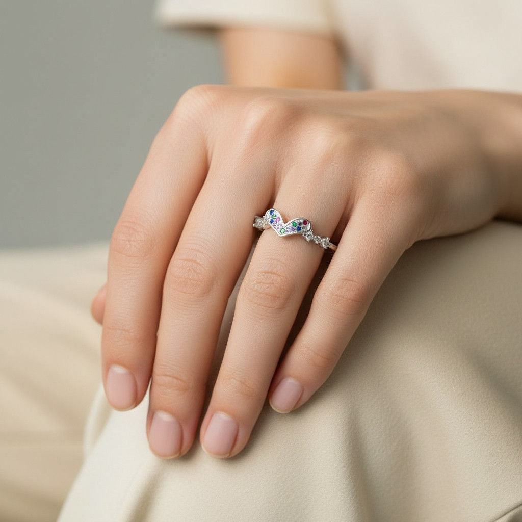 Anillo Corazón Circones Multicolor