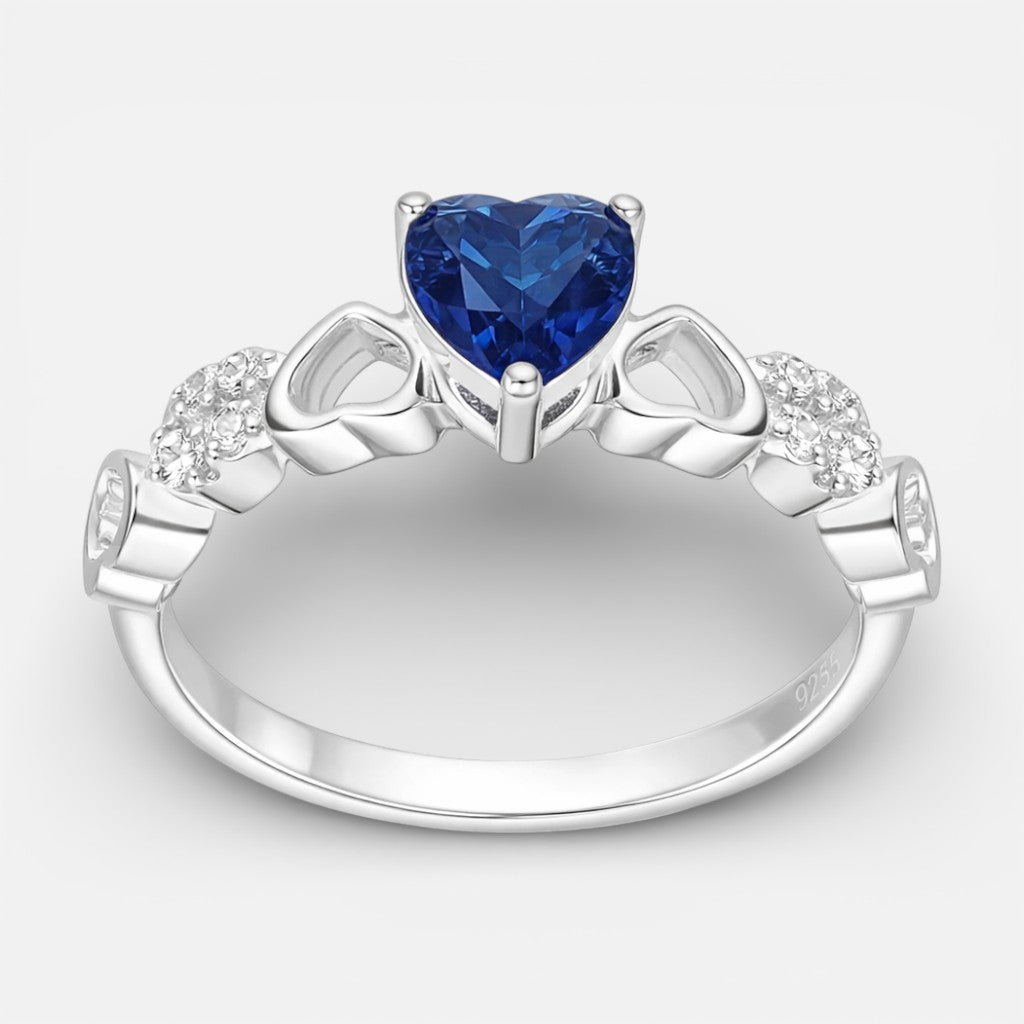 Anillo Corazones Circones Zafiro