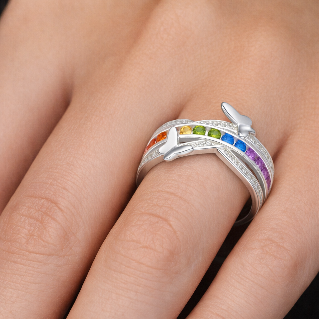 Anillo Mariposas Circones Multicolor