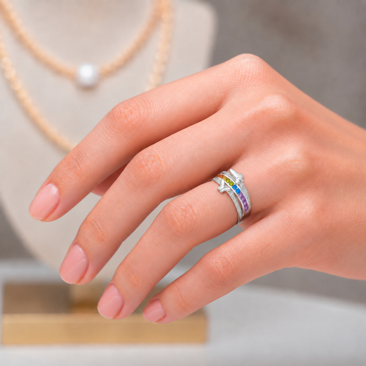 Anillo Mariposas Circones Multicolor