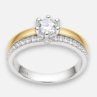 Anillo Circón Solitario con Oro 14