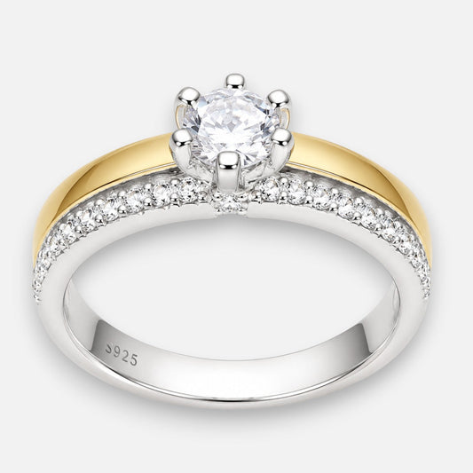 Anillo Circón Solitario con Oro 14
