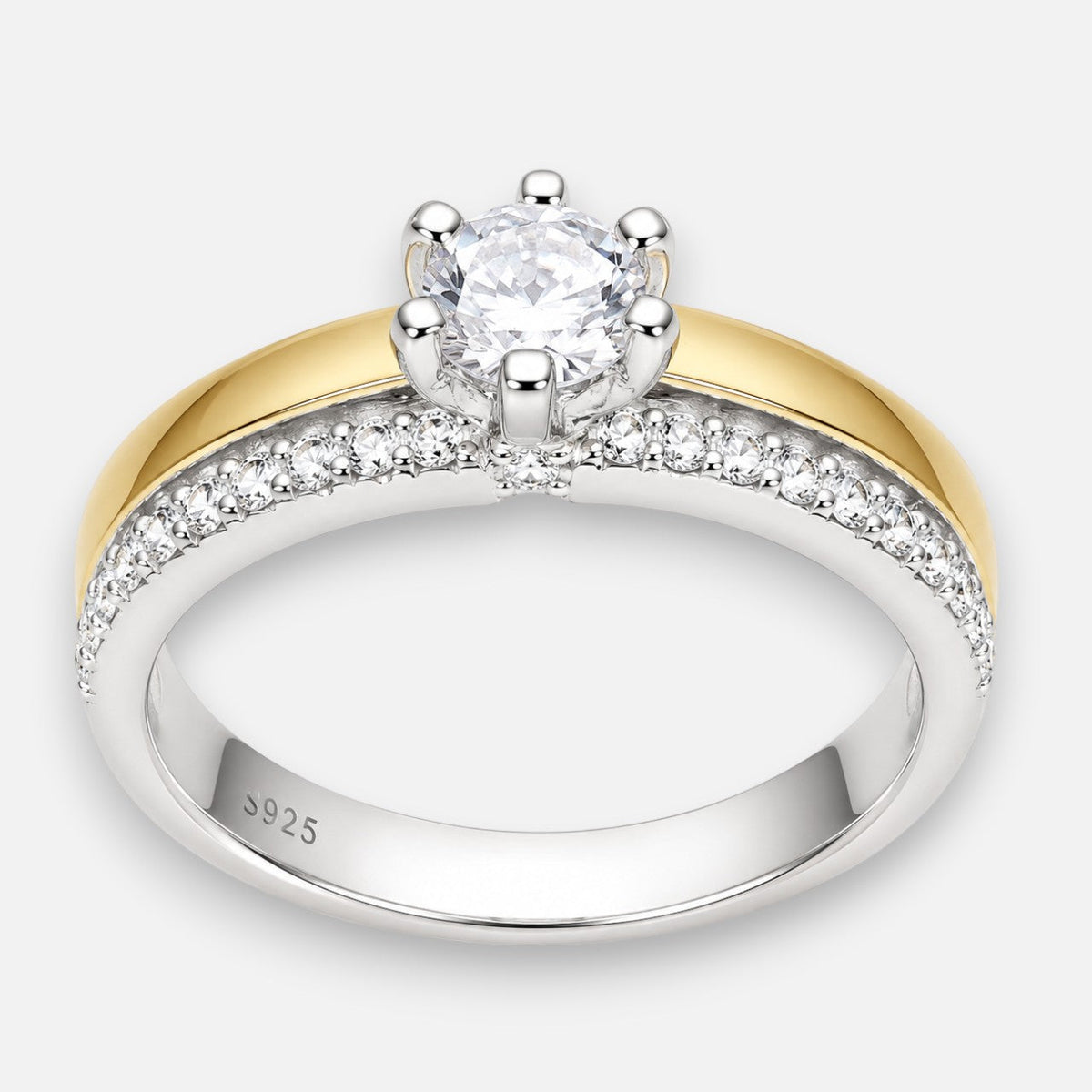 Anillo Circón Solitario con Oro S014 18