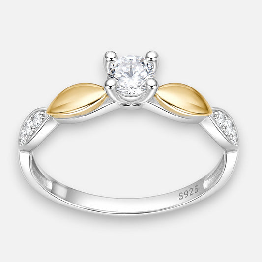 Anillo Circón Solitario con Oro