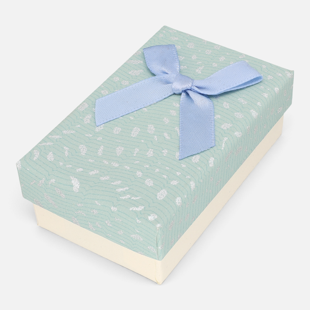 Caja Conjunto Pequeña Texturizada Verde Menta Lazo celeste