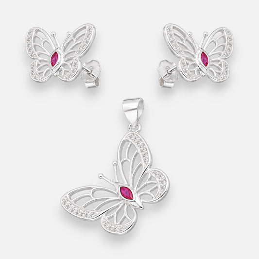 Conjunto Mariposa Circones Rubí