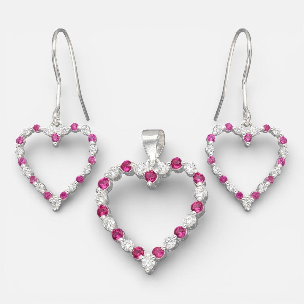 Conjunto Corazón Circones Fucsia