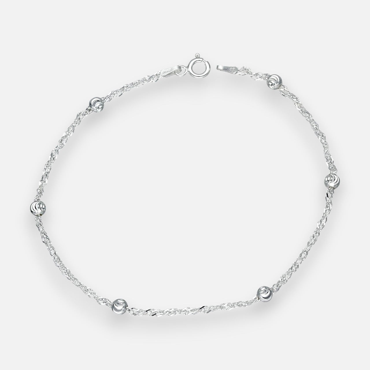 Tobillera Singapur con Esferas Facetadas