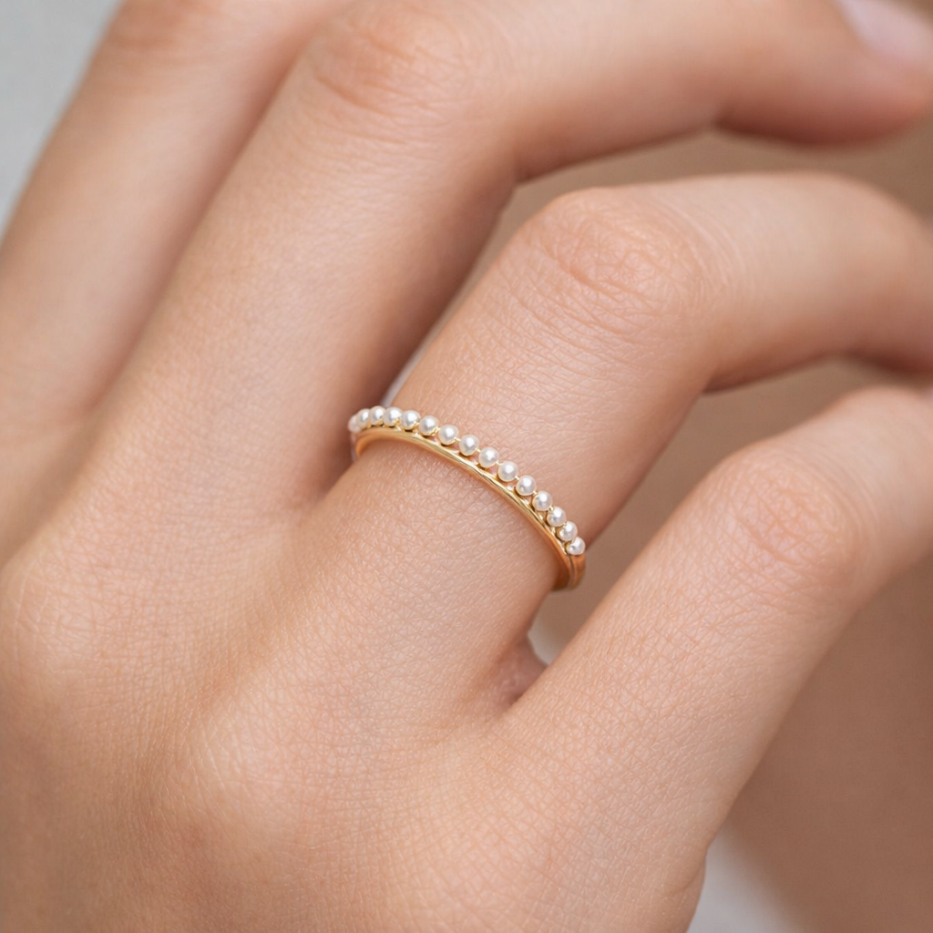 Anillo Cintillo Perlas