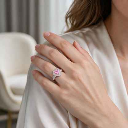 Anillo Corazón Circones Baguette Rosa Francia