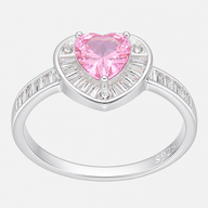 Anillo Corazón Circones Baguette Rosa Francia