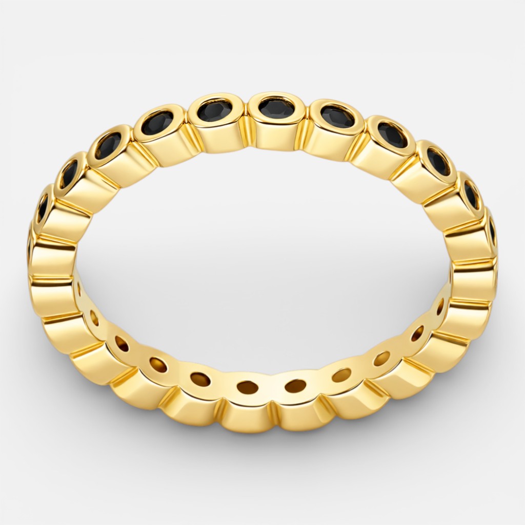 Anillo Cintillo Sin Fin Circones Ónix