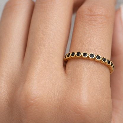 Anillo Cintillo Sin Fin Circones Ónix 18