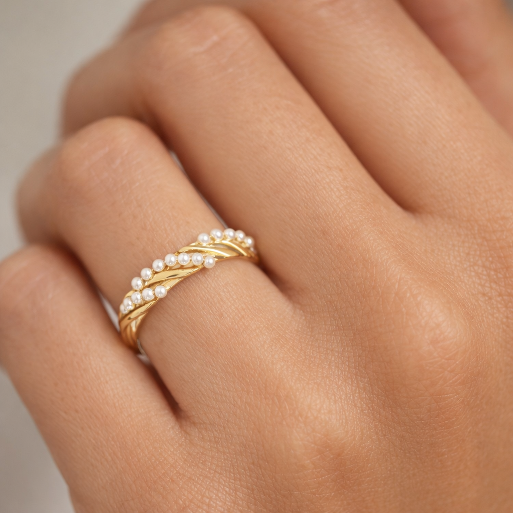 Anillo Entorchado Perlas