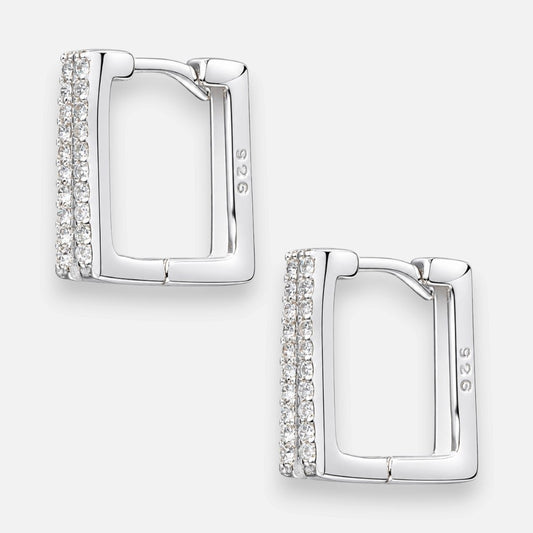 Argolla Huggie Corte Cuadrado Circones 13x13 mm