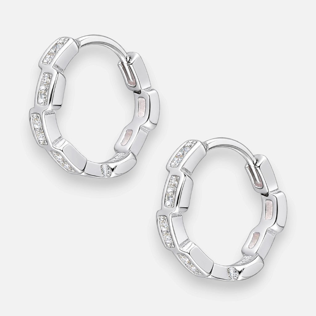 Argolla Huggie Rectángulos Circones 14 mm