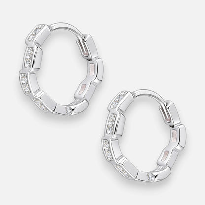 Argolla Huggie Rectángulos Circones 14 mm