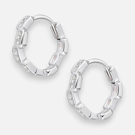 Argolla Huggie Rectángulos Circones 14 mm