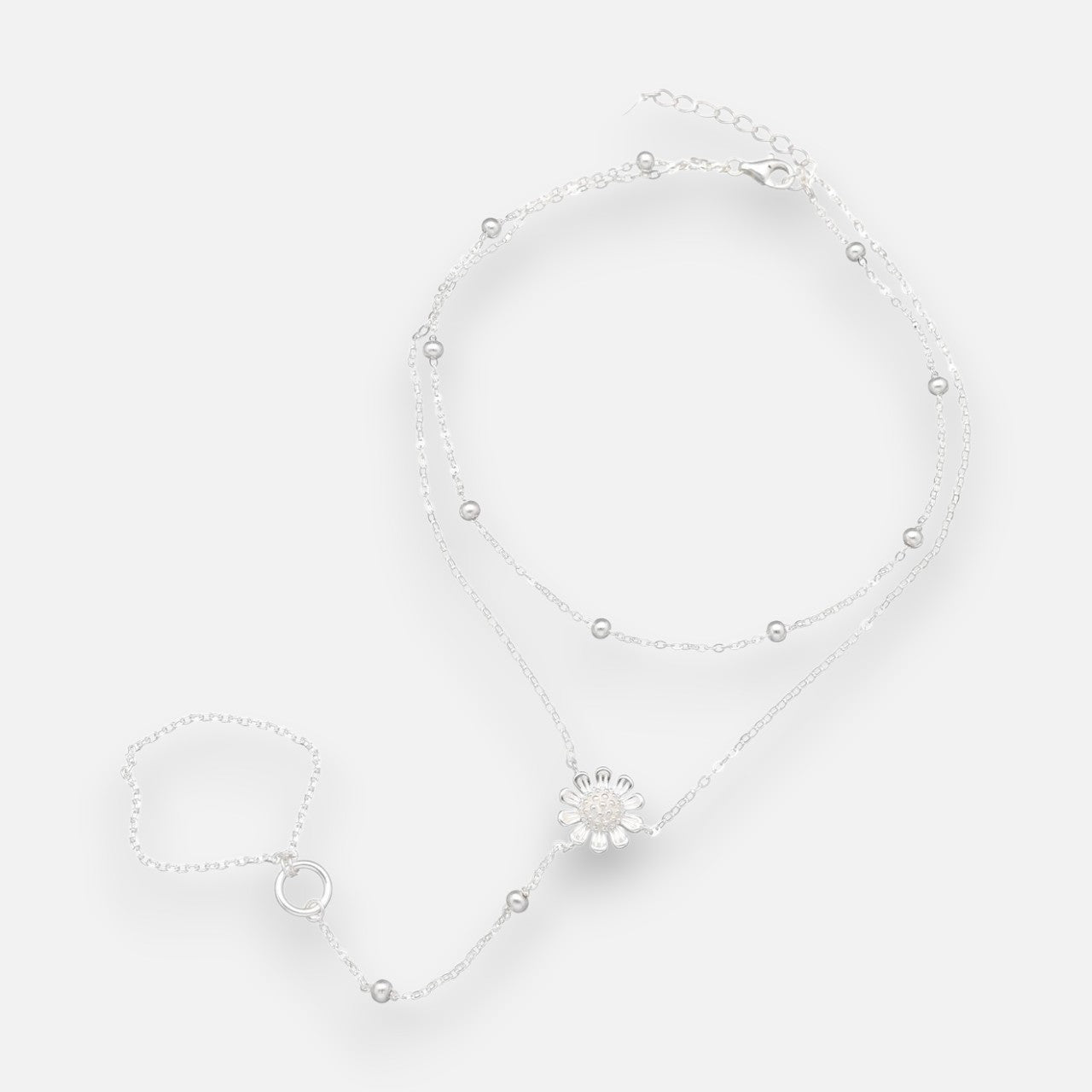 Tobillera Árabe Anillo Flor Margarita Esferas