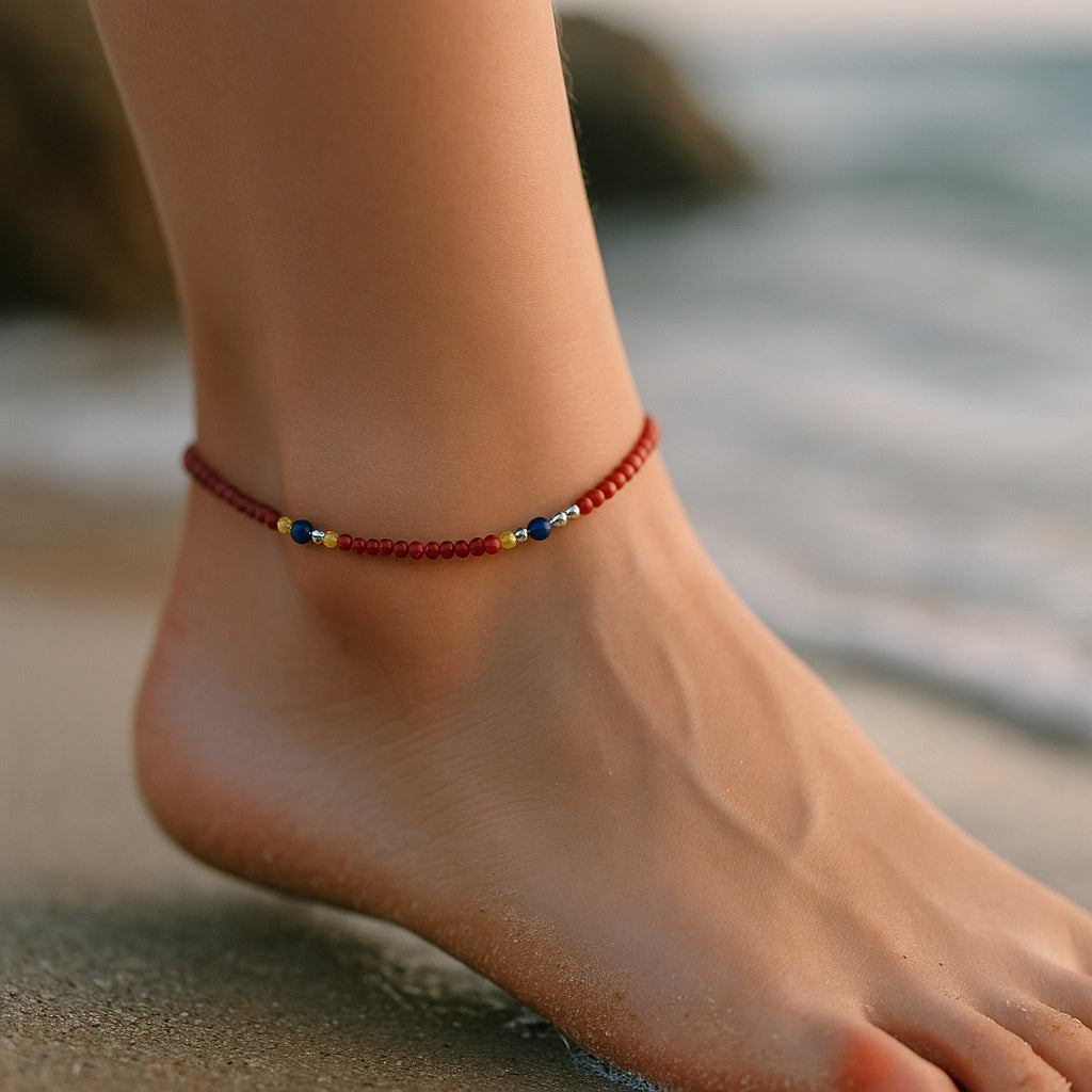 Tobillera Esferas Cristales Multicolor