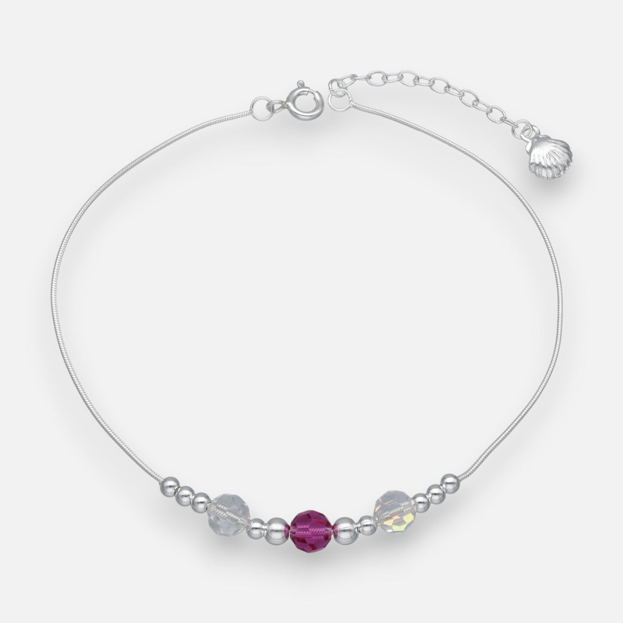 Tobillera Esferas Cristales Hecho con Swarovski® Morado