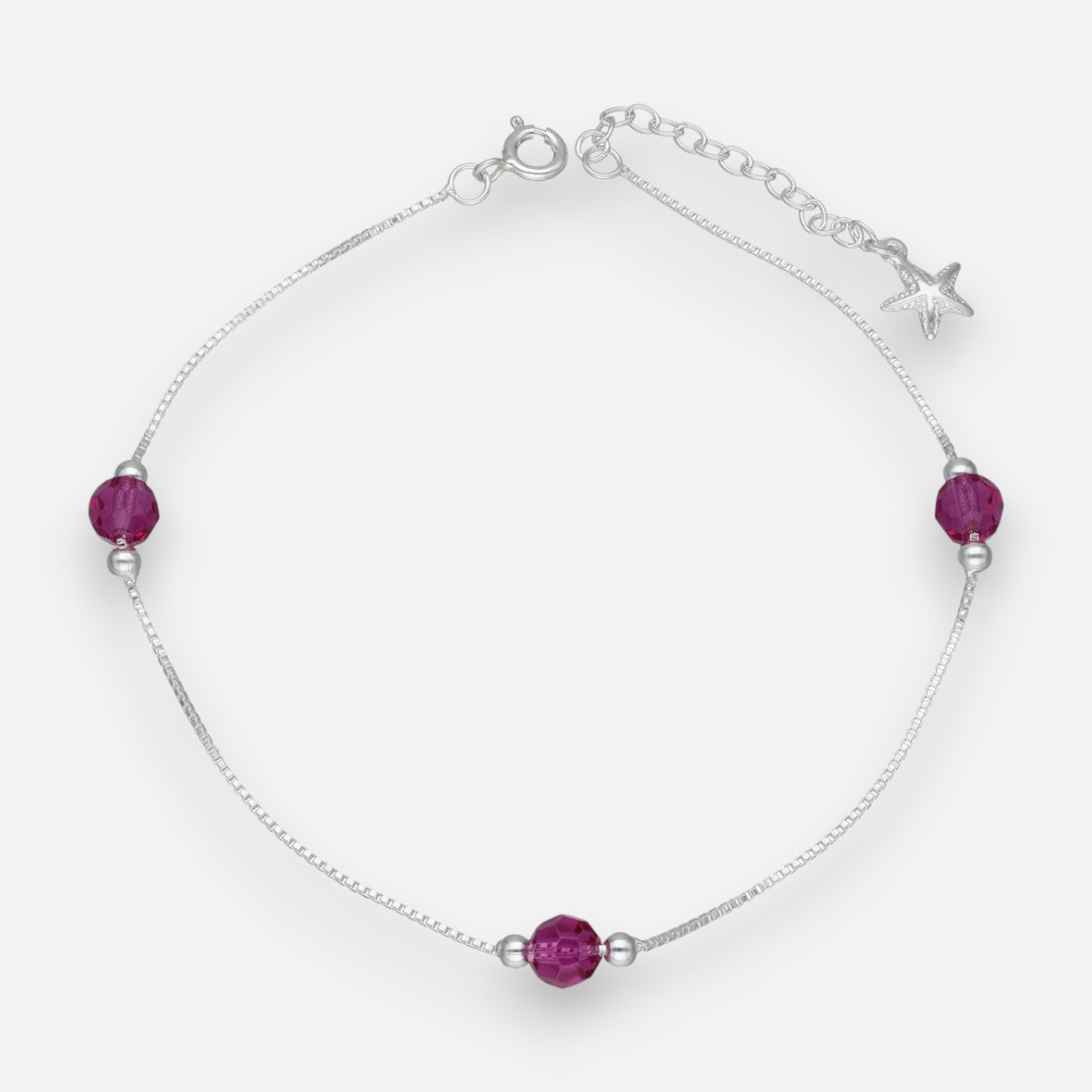 Tobillera Esferas Estrella de Mar Cristales Hecho con Swarovski® Morado