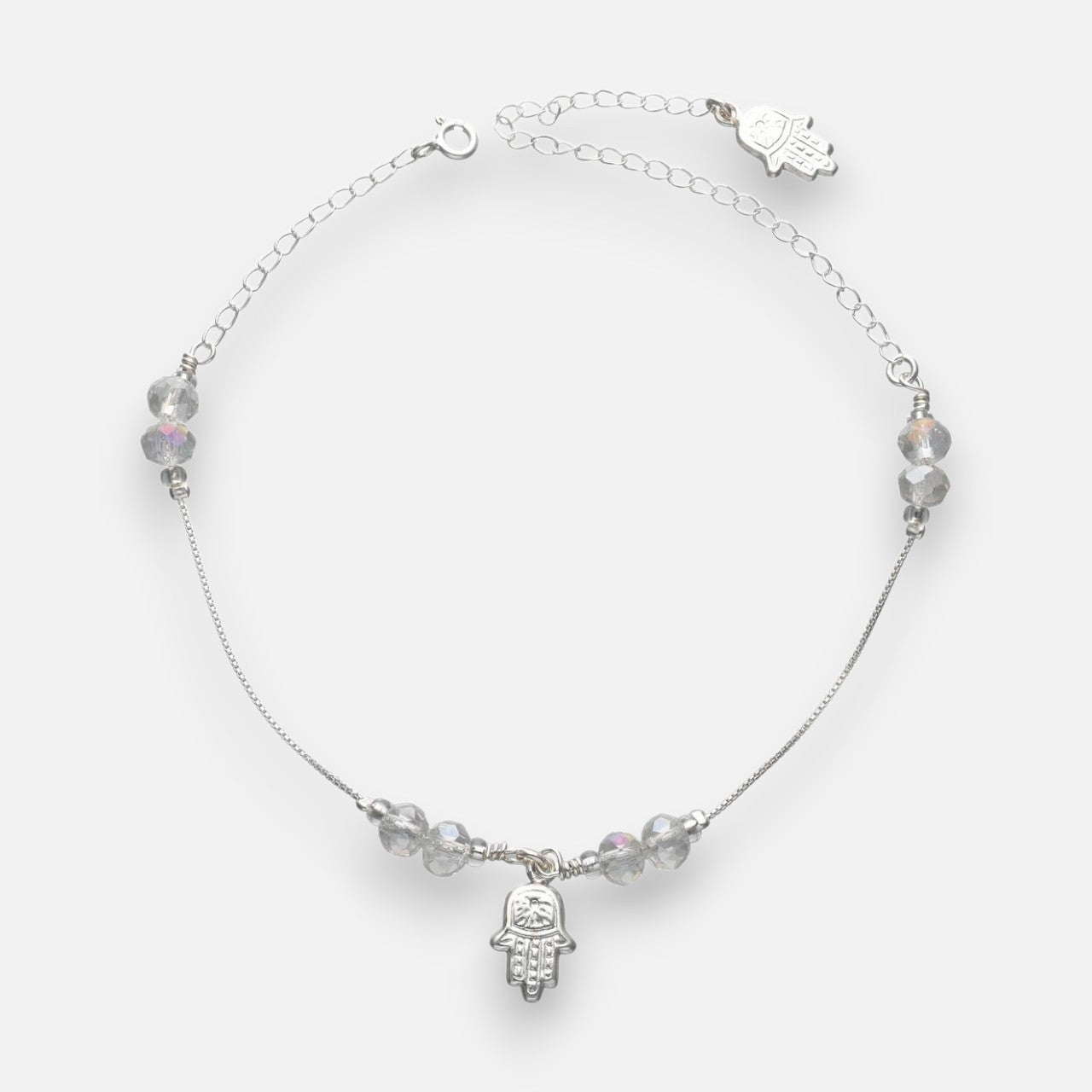 Tobillera Mano de Fátima Cristales Hecho con Swarovski®