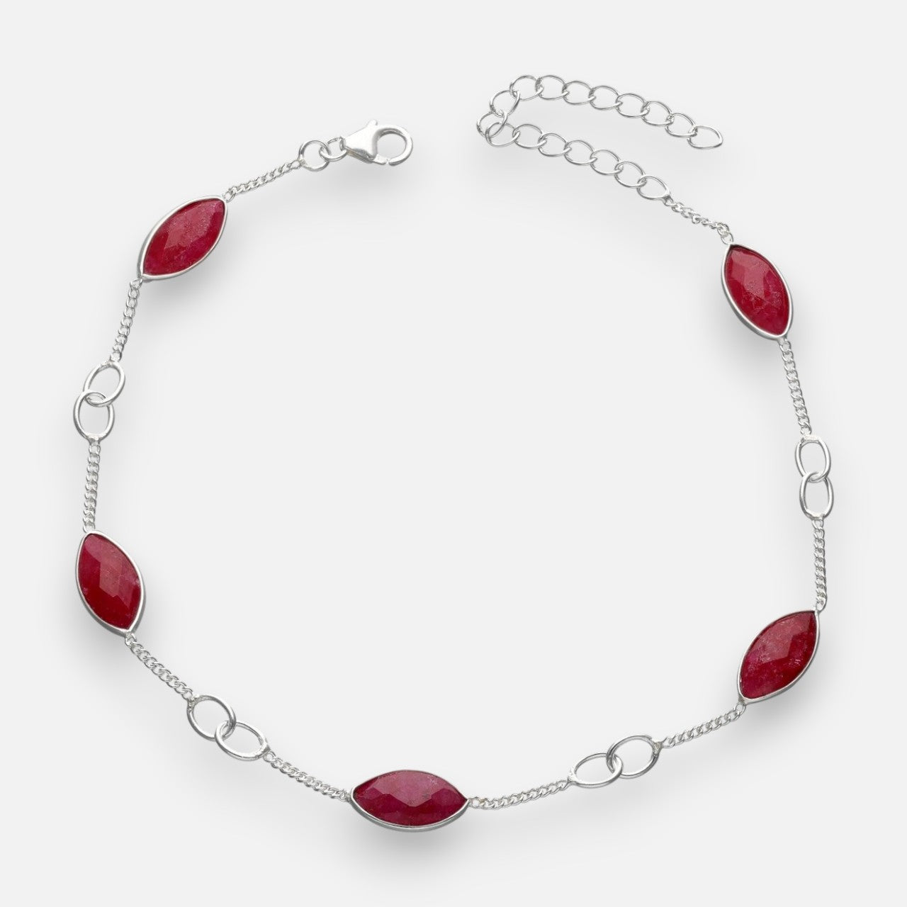 Tobillera Ovalos Circón Craquelado Fucsia