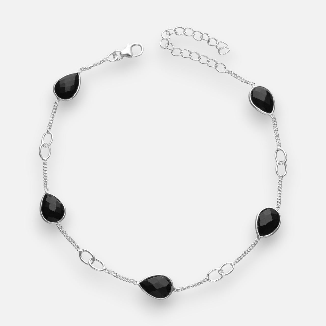 Tobillera Gotas Cristales Negro