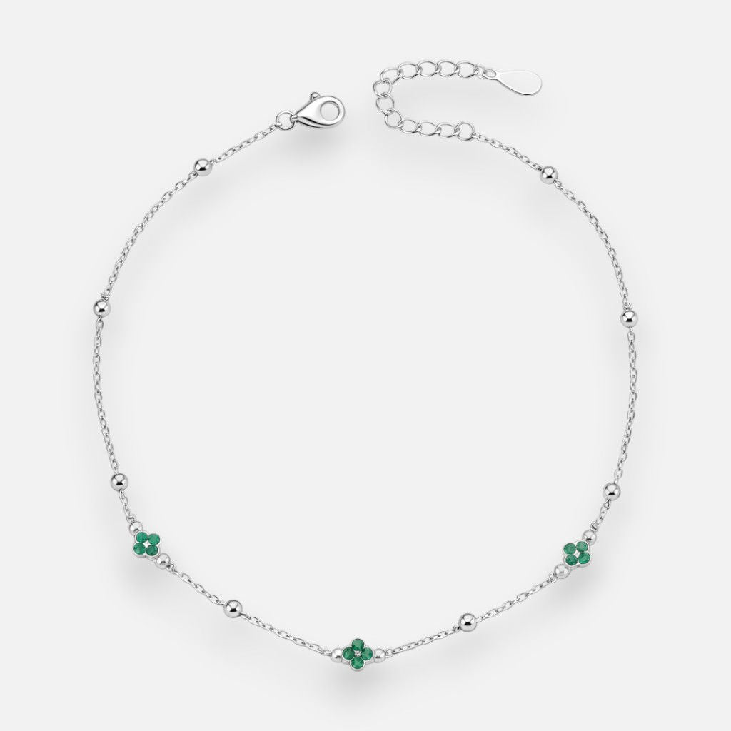 Tobillera Esferas Flores Circones Esmeralda