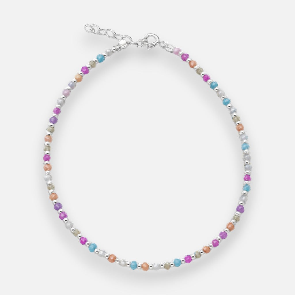 Tobillera Esferas Cristales Multicolor