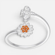 Anillo Ajustable Abeja Flor Margarita Circones Granate Naranja