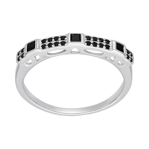 Anillo Cintillo Circones Baguette Ónix 10