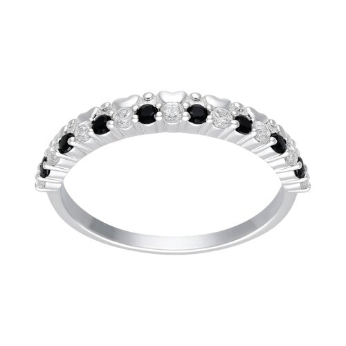 Anillo Cintillo Corazones Circones Ónix 12