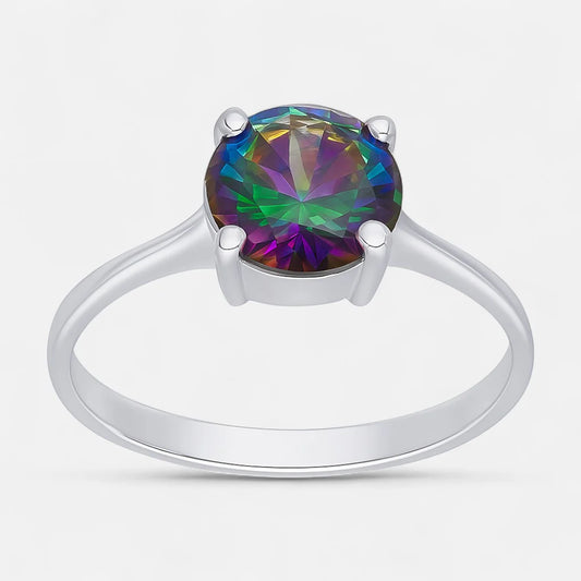 Anillo Circón Topacio Místico Solitario 14