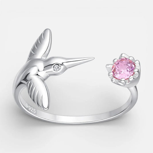 Anillo Colibrí Circón Rosa Francia 12