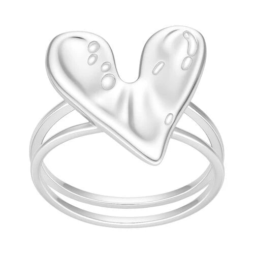 Anillo Corazón Chunky Martillado 15
