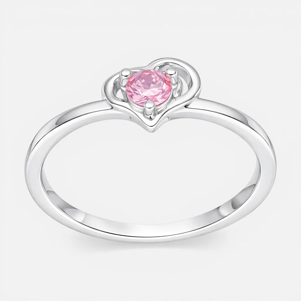 Anillo Corazón Circón Rosa Francia 14