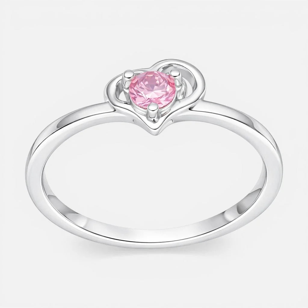 Anillo Corazón Circón Rosa Francia 12