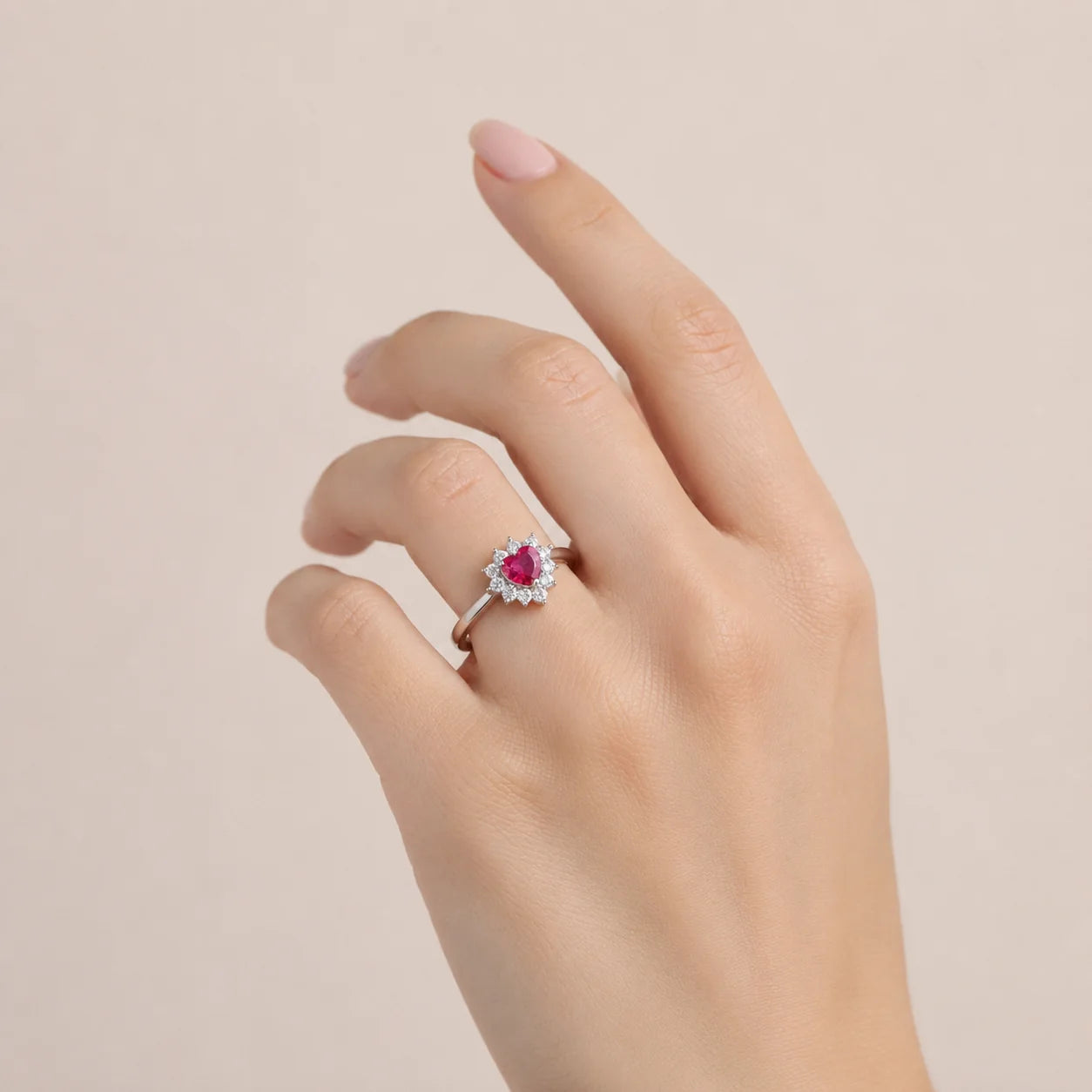 Anillo Corazón Circón Rubí RYF13247 15