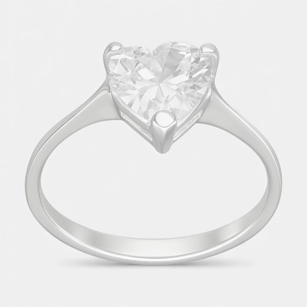 Anillo Corazón Circón Solitario 14
