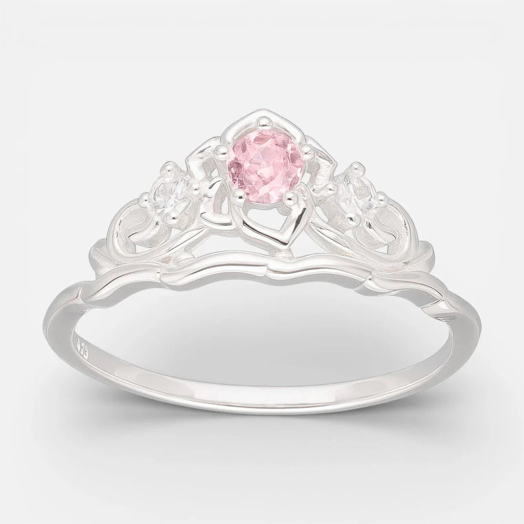Anillo Corona Circón Rosa Francia 18