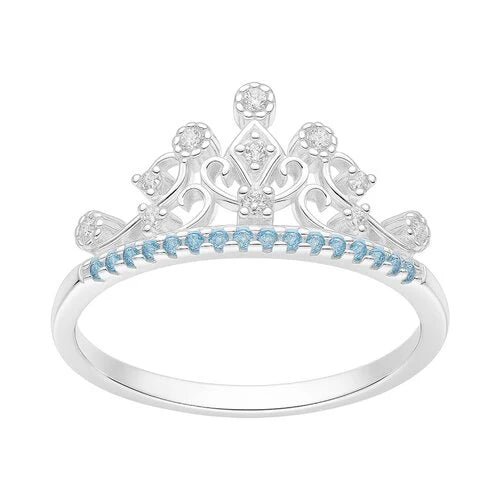 Anillo Corona Circones Agua Marina 18