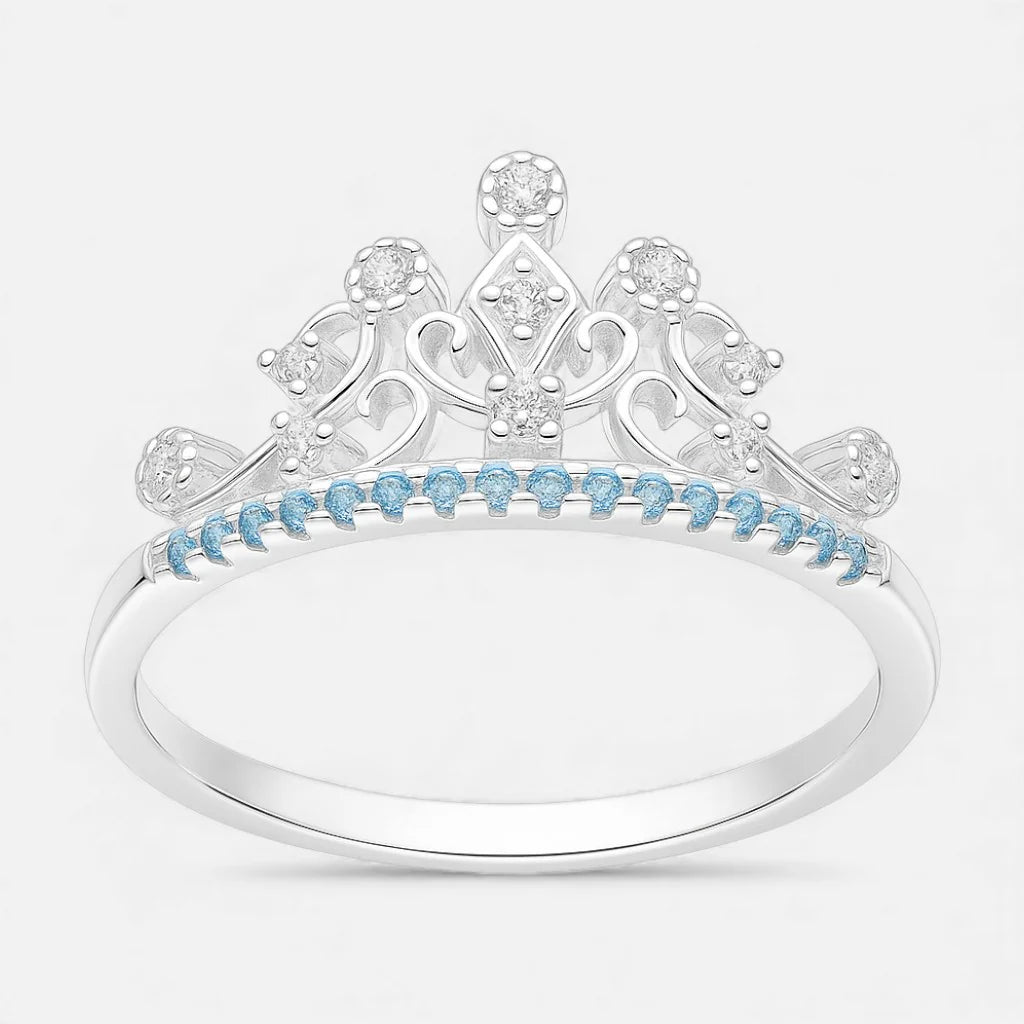 Anillo Corona Circones Agua Marina 16