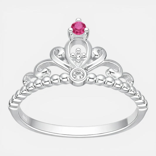 Anillo Corona Circones Rubí 18