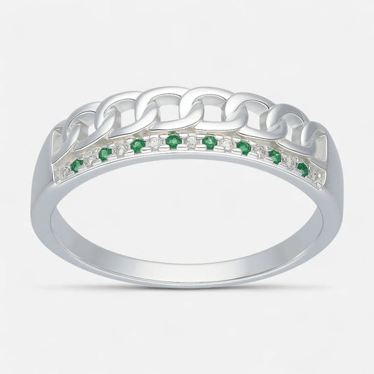 Anillo Eslabones Circones Esmeralda 16