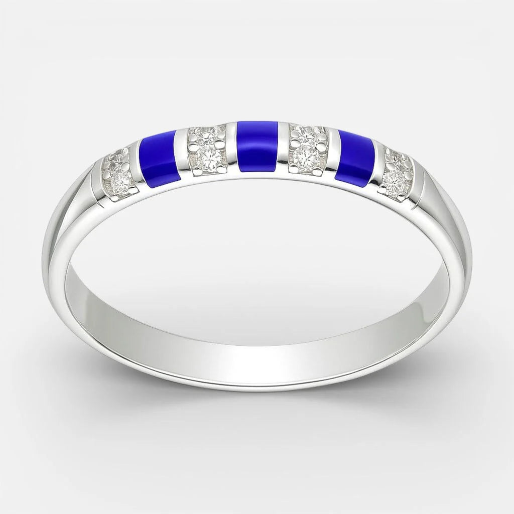 Anillo Esmaltado Azul Circones 16