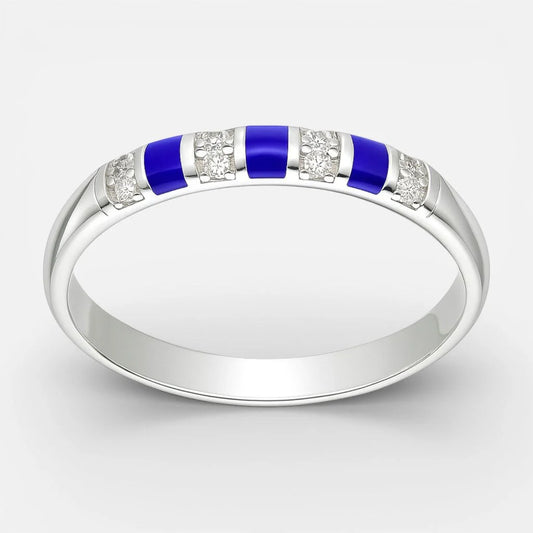 Anillo Esmaltado Azul Circones 16
